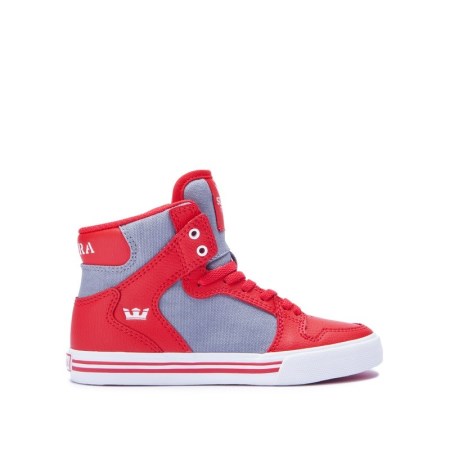 Supra Vaider Kids High Tops Shoes Red UK 30CIW